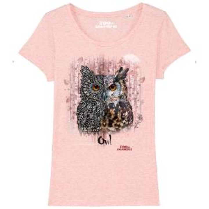 Tshirt femme premium bio Hibou Tribes Zoo de Champrepus Cream Heather Pink M
