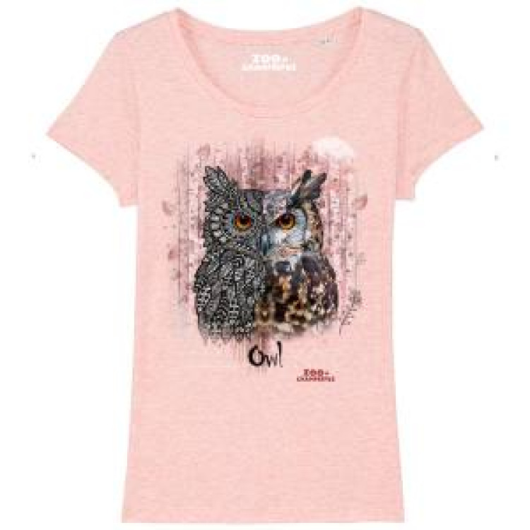 T-shirt femme premium bio Hibou Tribes Zoo de Champrepus Heather Eucalyptus XXL