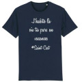 T-shirt femme premium bio J'habite o&ugrave; tu pars en vacances... Saint Cast French Navy S