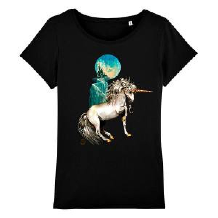 T-shirt femme premium bio Licorne Black XS