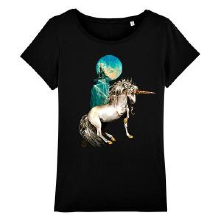 Tshirt femme premium bio Licorne Black S