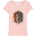 T-shirt femme premium bio Lion Tribes Bioparc + transfert Col Bioparc Rose clay S