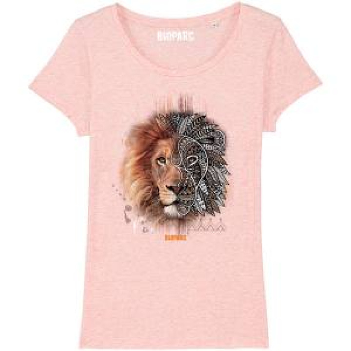 Tshirt femme premium bio Lion Tribes Bioparc  transfert Col Bioparc Cream Heather Pink M