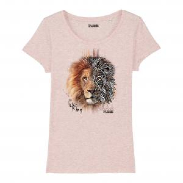 Tshirt femme premium bio Lion Tribes Parc Animalier dAuvergne  transfert Col Parc Animalier dAuvergne Cream Heather Pink M
