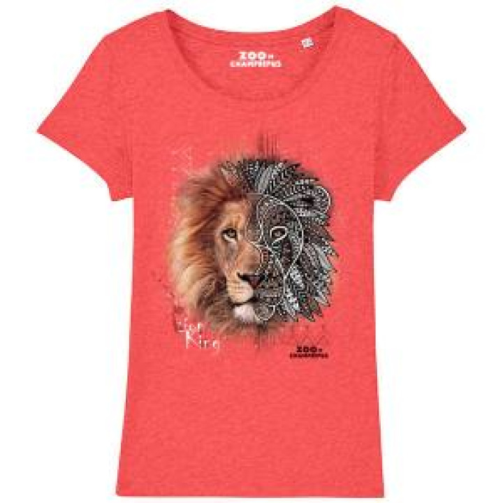 Tshirt femme premium bio Lion Tribes Zoo de Champrepus Mid Heather Red S