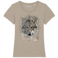 T-shirt femme premium bio Loup Native Tribes Domaine de Pescheray Heather Sand S