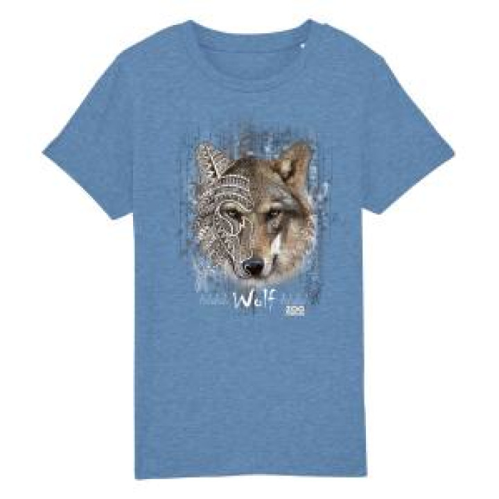 Tshirt femme premium bio Loup Native Tribes Zoo de Jurques Mid Heather Blue M