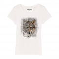 T-shirt femme premium bio Loup Tribes Parc Animalier d’Auvergne + transfert Col Parc Animalier d’Auv