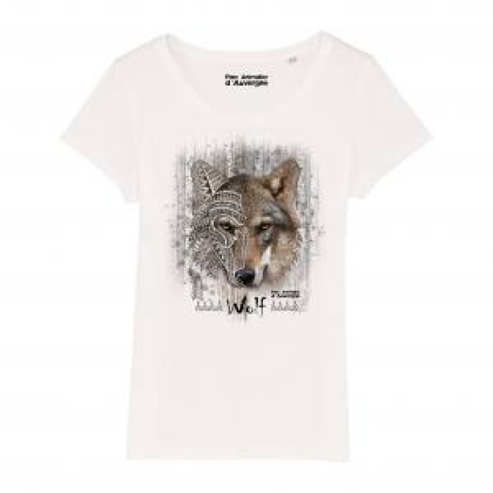 Tshirt femme premium bio Loup Tribes Parc Animalier dAuvergne  transfert Col Parc Animalier dAuvergne White S