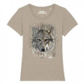 T-shirt femme premium bio Loup Tribes Zoo de Champrepus Mid Heather Beige S