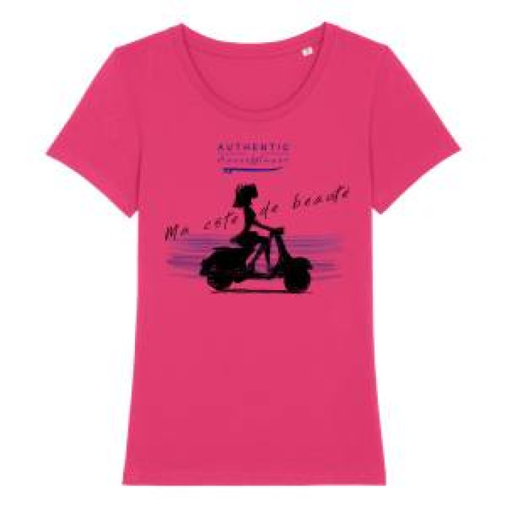 Tshirt femme premium bio Ma Côte de Beauté  logo Authentic Ouest Coast Raspberry XS