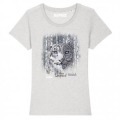 T-shirt femme premium bio Panthère des Neiges Native Tribes Bioparc + transfert Col Bioparc Cream He