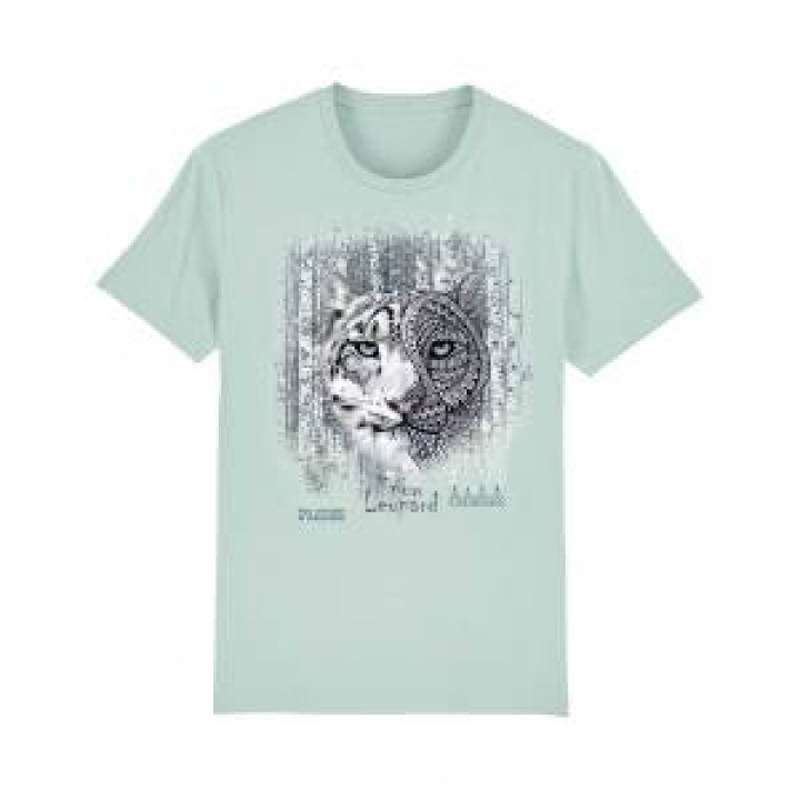 Tshirt femme premium bio Panthère des Neiges Native Tribes Parc Animalier dAuvergne  transfert Col Parc Animalier dAuvergne Caribbean Blue S