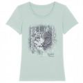 T-shirt femme premium bio Panth&egrave;re des Neiges Native Tribes Zoo de Jurques Caribbean Blue XS