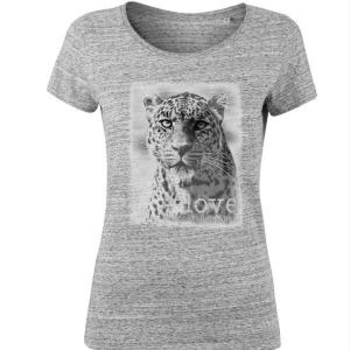 Tshirt femme premium bio Panthère Love Zoo de Beauval Gris Chiné S