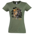 T-shirt femme premium bio Panthère Native Tribes Bioparc + transfert Col Bioparc Mid Heather Khaki S