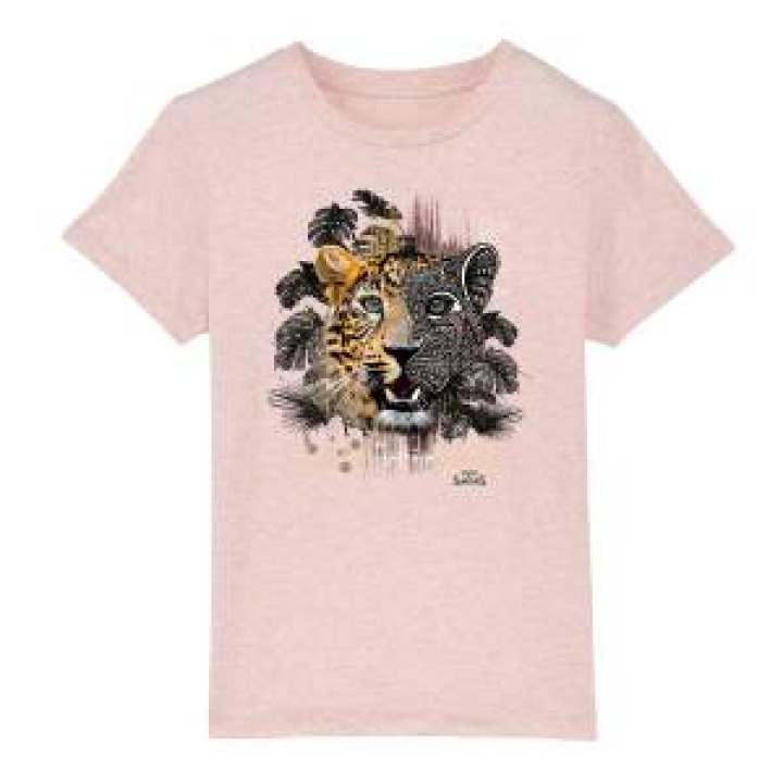 Tshirt femme premium bio Panthère Native Tribes Zoo des Sables dOlonne  transfert Col Zoo les Sables dOlonne Cream Heather Pink S