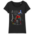 T-shirt femme premium bio Perroquets Ara + transfert Col Zoo les Sables d’Olonne Black S