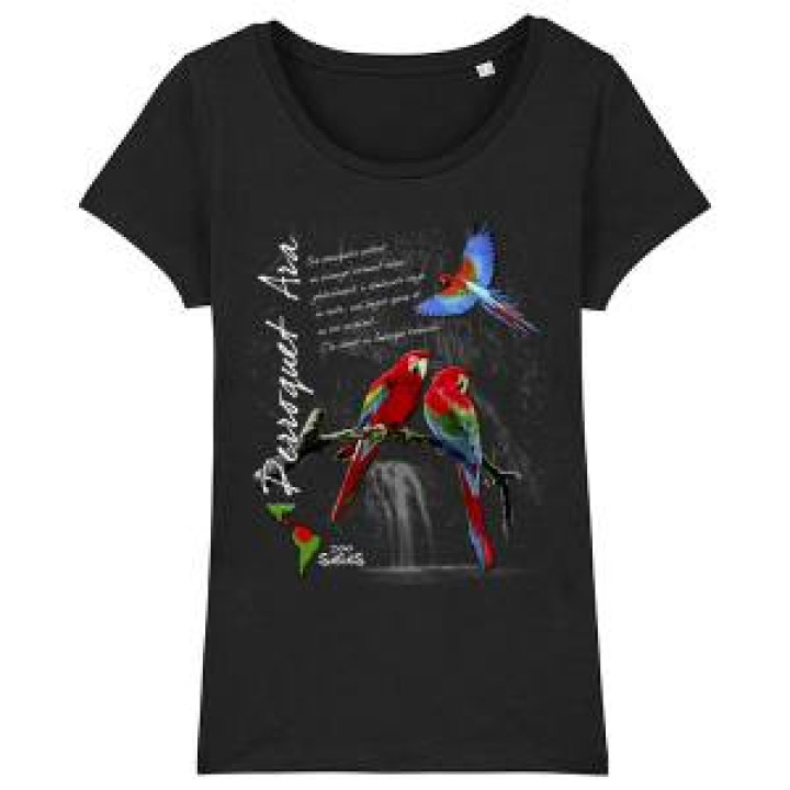Tshirt femme premium bio Perroquets Ara  transfert Col Zoo les Sables dOlonne Black M