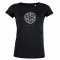 T-shirt femme premium bio Triskel C&oelig;urs + transfert Paillette Argent Black XS