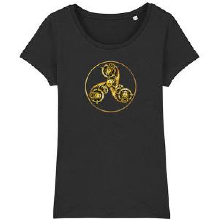 T-shirt femme premium bio Triskel M&eacute;tallique Black M