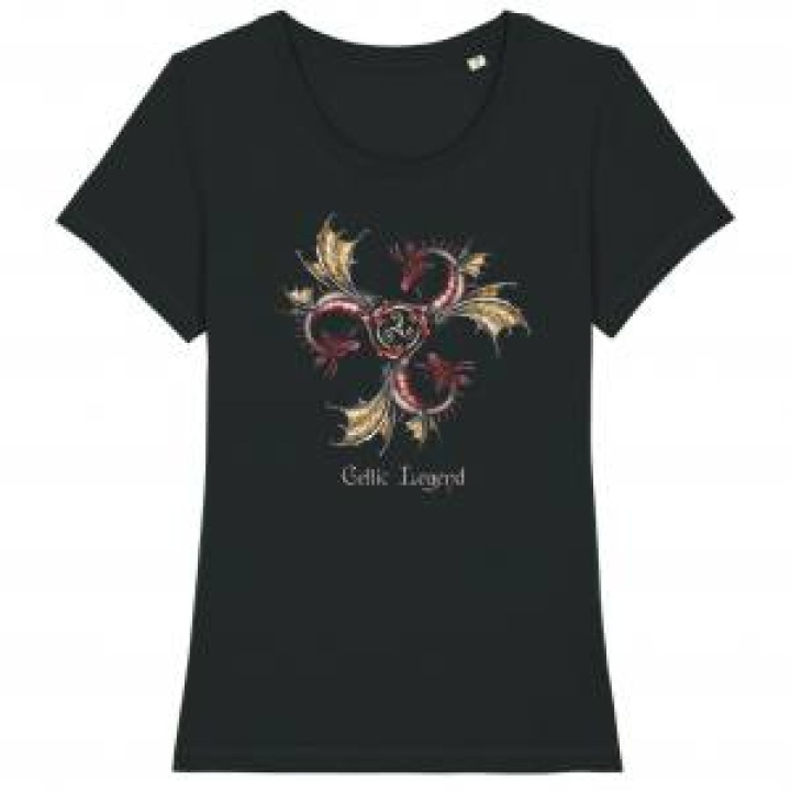 Tshirt femme premium bio Triskell 3 Dragons Bc1021 Black M