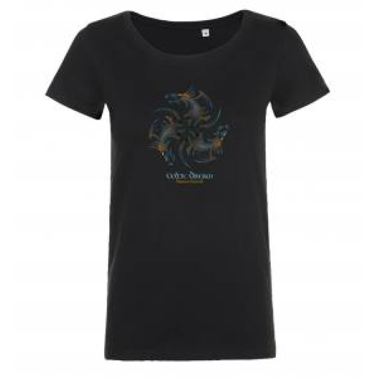 T-shirt femme premium bio Triskell 3 Dragons Celtic Dream Black XS