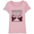 T-shirt femme premium bio Vue du Château + transfert Paillette Cheverny Caribbean Blue XS