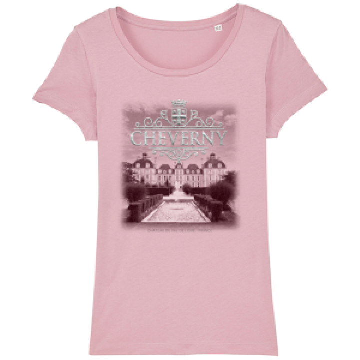 Tshirt femme premium bio Vue du Château  transfert Paillette Cheverny Caribbean Blue S
