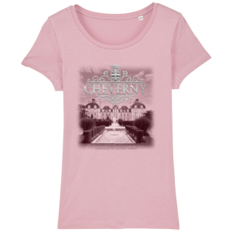 T-shirt femme premium bio Vue du Château + transfert Paillette Cheverny Lilac peak XS