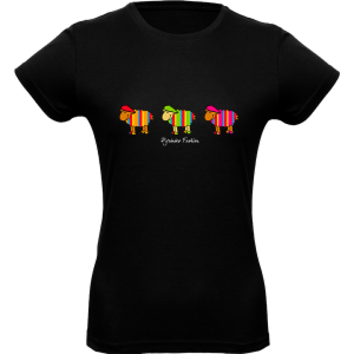 Tshirt femme Pyrénées Fashion 3 Moutons Noir Profond M
