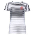 T-shirt femme rayé E1334 Ref/ 35904 pocket Chaise Cercle Cannes French Riviera French Marine / Blanc