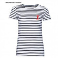 T-shirt femme ray&eacute; Transfert Homard pocket + Carnac French Marine / Blanc S