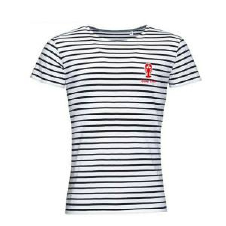 T-shirt femme ray&eacute; Transfert Homard pocket + Saint Cast French Marine / Blanc S