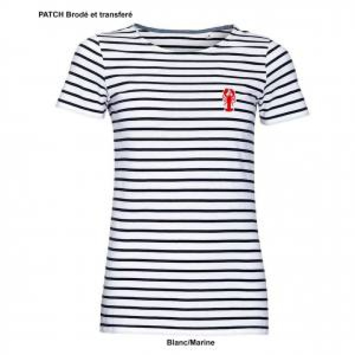 Tshirt femme rayé Transfert Homard pocket French Marine  Blanc S
