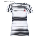 T-shirt femme ray&eacute; Transfert Patch Ancre + Concarneau French Marine / Blanc XS