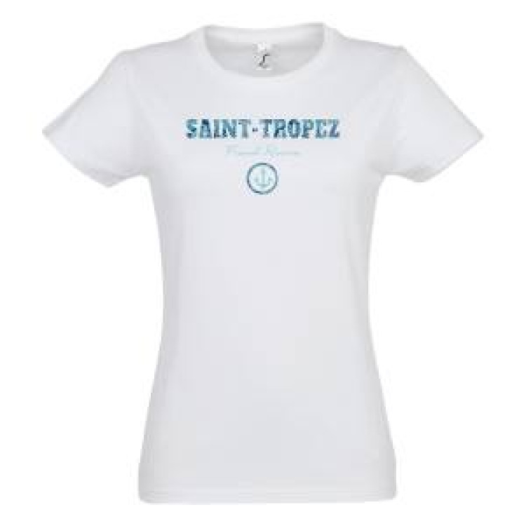 T-shirt femme Saint Tropez French Riviera Ancre Blanc M