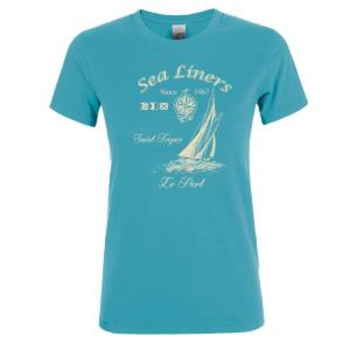 Tshirt femme Sea Liners Saint Tropez le Port Bleu Atoll S