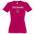 T-shirt femme Strasbourg Alsace Cigogne dans Cercle Marine S