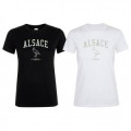 T-shirt femme Transfert Paillette Alsace Cigogne France Version Argent Blanc S