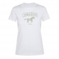 T-shirt femme Transfert Paillette Camargue Cheval Au Galop (En Argent sur T-shirt Noir et Or sur T-shirt Blanc) Blanc S