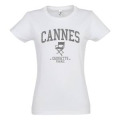 T-shirt femme Transfert Paillette Cannes Chaise Croisette France Version Argent Blanc S