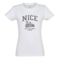 T-shirt femme Transfert Paillette Nice (Negresco) Baie des Anges (Version Argent) Blanc S