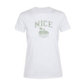 T-shirt femme Transfert Paillette Nice (Negresco) Baie des Anges (Version Or) Blanc S