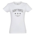 T-shirt femme Transfert Paillette Saint Trois Etoiles Place des Lices France Version Argent Noir Pro