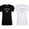 T-shirt femme Transfert Paillette Saint Tropez Yatch Place des Lices France Version Argent Blanc S