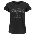T-shirt femme Transfert Paillette Strasbourg Cigogne Alsace France Version Argent Blanc S