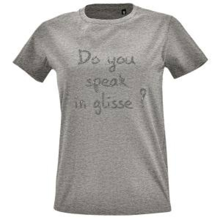 Tshirt femme Transfert paillettes Argent Speak In Glisse Gris Chiné M