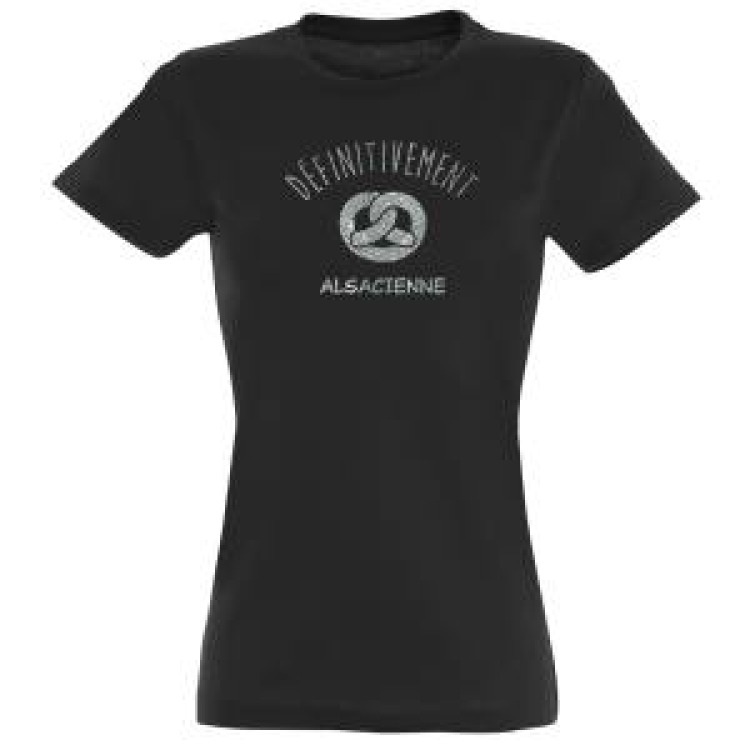 T-shirt femme Transfert paillettes Definitivement Alsacienne Noir Profond XL
