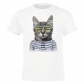 T-shirt fillette Chat Lunettes Côte Atlantique Lit-Et-Mixe Blanc 2 ans